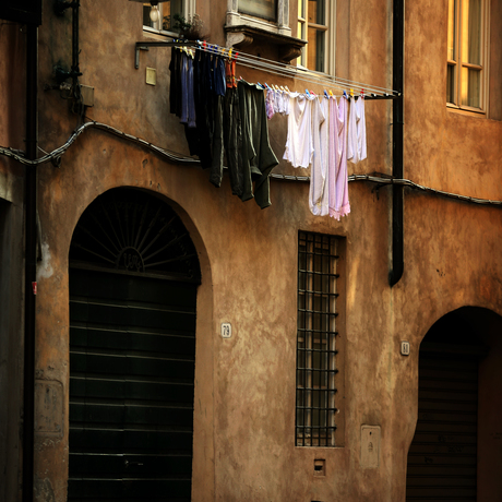 Washing hanging from window in Italy