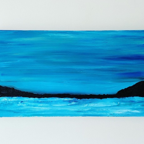 (CreativeWork) Blue moonscape by Suzanne Spagnardi. Acrylic. Shop online at Bluethumb.