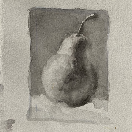 (CreativeWork) A lonely pear by Karen Chen. Watercolour. Shop online at Bluethumb.