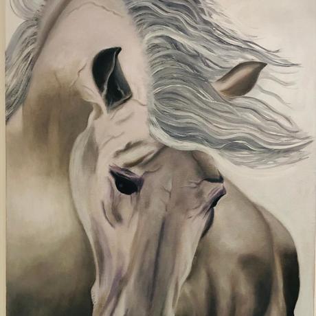 (CreativeWork) Lipizzan by Maryam Khosravi. Oil. Shop online at Bluethumb.