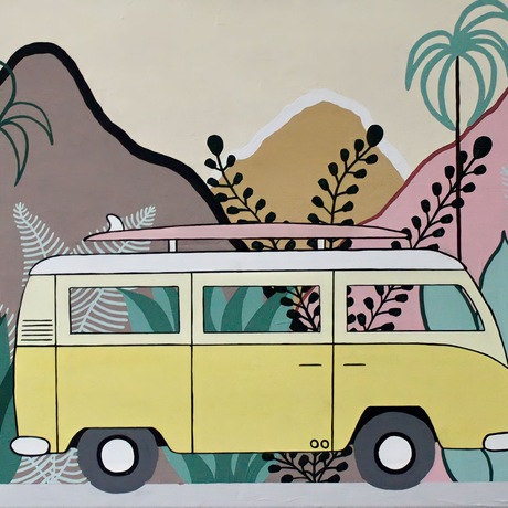 kombi driving in the jungle