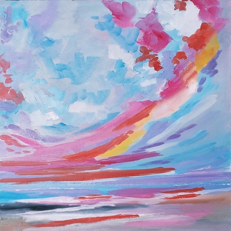 Bright Bold colourful Fauvism Seascape