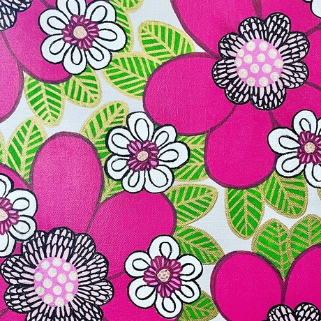 Floral patterned artwork with bold bright colours