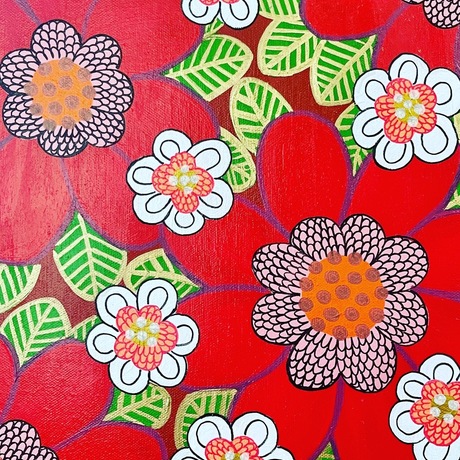 Floral pattern artwork with bright bold colours