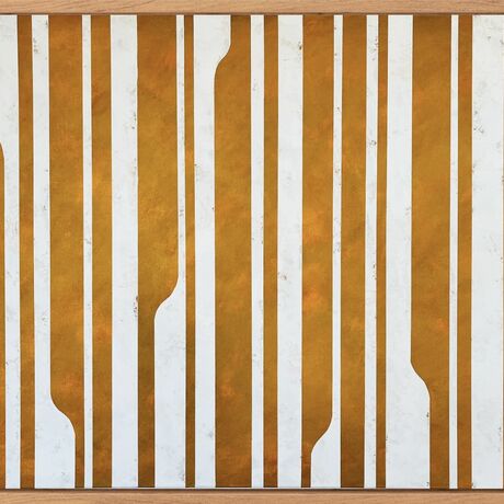 Yellow and cream vertical abstract stripes canvas painting