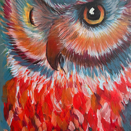 This artwork comes with an external frame
'Wise Ol Owl' has been a part of a transformative season for me. She holds every inch of wisdom I have gained in every stroke. If you are going through change. discomfort and release, let this piece be a reminder that this too shall pass and every ending is an opportunity to grow.