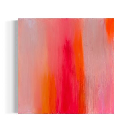 Neon orange and neon pink abstract with white sides.