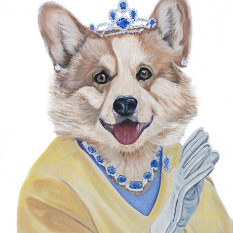 Corgi dressed as the Queen. 