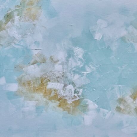 Mint white gold abstract painting