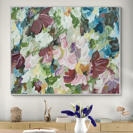 Large colourful wild flower original painting