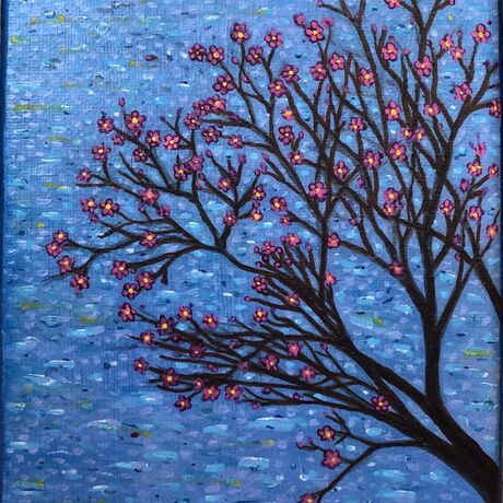 Blossom tree with blue background