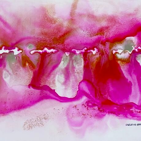 Discover the joyful burst of color in "Euphoria," a mixed media abstract artwork that radiates with vibrant pinks, warm reds, and soft greens. This piece captures the essence of exuberance and light-heartedness, with fluid forms and delicate textures creating a playful yet harmonious visual experience. "Euphoria" brings a sense of joy and vitality to any space, perfect for those who seek art that uplifts and inspires.