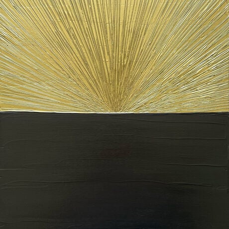 A textured gold and smooth black painting 