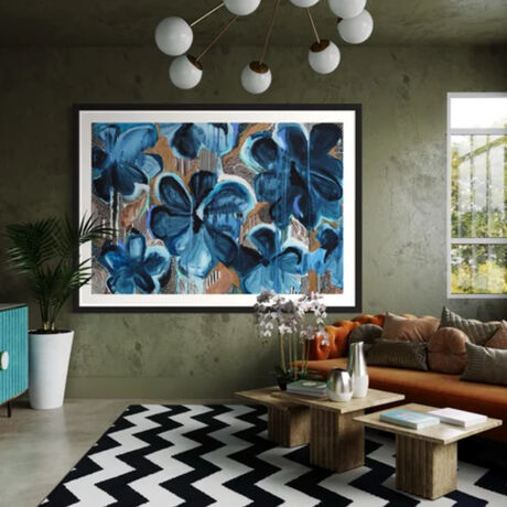 Stunning epic large print with flowers. Reproduction of oils and acrylic. Print has white border.