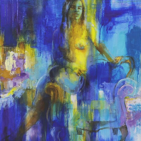 Vibrant Expressionist Nude in Mixed Media