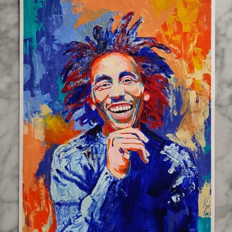 (CreativeWork) Bob Marley by Chloe Gaye Binen. Acrylic. Shop online at Bluethumb.