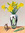 Daffodils in art deco vase with letter opener and impala doorstop