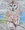 Owl white and brown with blue and grey background