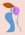 Line drwaing of a woman with her back facing the viewer and her face turned to look behind her on a beige background with blue, orange and purple shapes. 