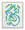 squiggle of blues and greens on blockout of ivory background