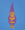 The painting depicts a standing gnome figure painted in violet and orange/yellow against a medium value blue background.