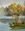 view of a serene lakeside tree with the background of water and reflections in the water. The tree is cover with beautiful yellow green leaves.