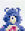 Blue and purple pixelated teddy bear