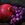 A large pomegranate alongside a bunch of purple grapes against a dark background.
