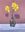 This is a painting of five daffodils in a crystal vase against a purplish background and on a white cloth