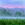 Landscape painting with wildflowers in the meadow and morning fog over the woods under the sky with the first colors of dawn