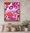 Large bold abstract flower shapes in all shades of pink