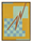 A peach checkboard pattern over an orange background, with a lightning bolt of red. 