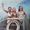 Contemporary take on a vintage photo of three girls on a boat.  They are dressed in their 1950's bathers, smiling and waving and they leave shore.