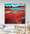 Colourful and earthy rich Australian abstract landscape  in vibrant and colourful tones of red, orange and sky blue.
