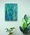 Colours of Springtime is a small textured  abstracted landscape painting in blues, greens, turquoise with metallic notes of brass and gold