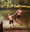 A child and a man leap off a platform into a waterhole surrounded by Australian bush