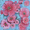 A thickly textured oil painting of pink poppies on a decorative blue background, 