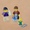 A Lego mini figure, Mum, chasing after her baby mini figure. He is reaching for a pair of scissors, while the father mini figure eats his doughnut and drinks his beer.