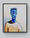 abstract cubist style portrait of man with blue face and yellow ochre coloured shirt