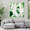 Square abstract painting with layered green background and seemingly random white brush strokes overtop in varying widths