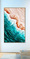 ABSTRACT painting that gives the impression of soothing ocean waves lapping in to soft sandy beach The entire painting as an opalescent quality.  The intricate mosaic pattern within the tonal green hues and the glimmering metallics adds added interest and intrigue.
The closer you get to the painting the more of the interesting details and patterns you can see. Metallics add an extra depth because the painting changes personality when one views from different angles.