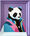 portrait of a panda with a purple background