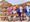 An artwork showing a group of girls leaning on a fence looking at the view whilst out hiking. 