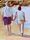 An artwork showing a couple walking leisurely on the beach. 