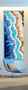 ABSTRACT painting that gives the impression of soothing ocean waves lapping in to soft sandy beach with slow easy waves creating crests of white..  The intricate mosaic pattern within the tonal blue hues and the glimmering metallics adds added interest and intrigue.
The closer you get to the painting the more of the interesting details and patterns you can see. Metallics add an extra depth because the painting changes personality when one views from different angles!the deep blues and aquamarine give the impressions of sun actively  sparkling on the water.
It is a panoramic shape that can be hung horizontally or vertically.  The green trees have been added for an interesting rich contrast of emerald and gold.
The dynamic colour combination is so natural that it fits any room and looks good on almost any colour wall!