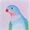 Painting of a colourful native bird, the Princess Parrot, in shades of blue, pink and green.