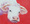 framed painting of a white Charolais cow with horns on a bright red background