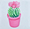 painting of a pink flowering cactus in a pink pot