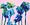 Blue palm trees on a pink background