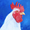 painting portrait of a handsome white rooster on a dark blue background